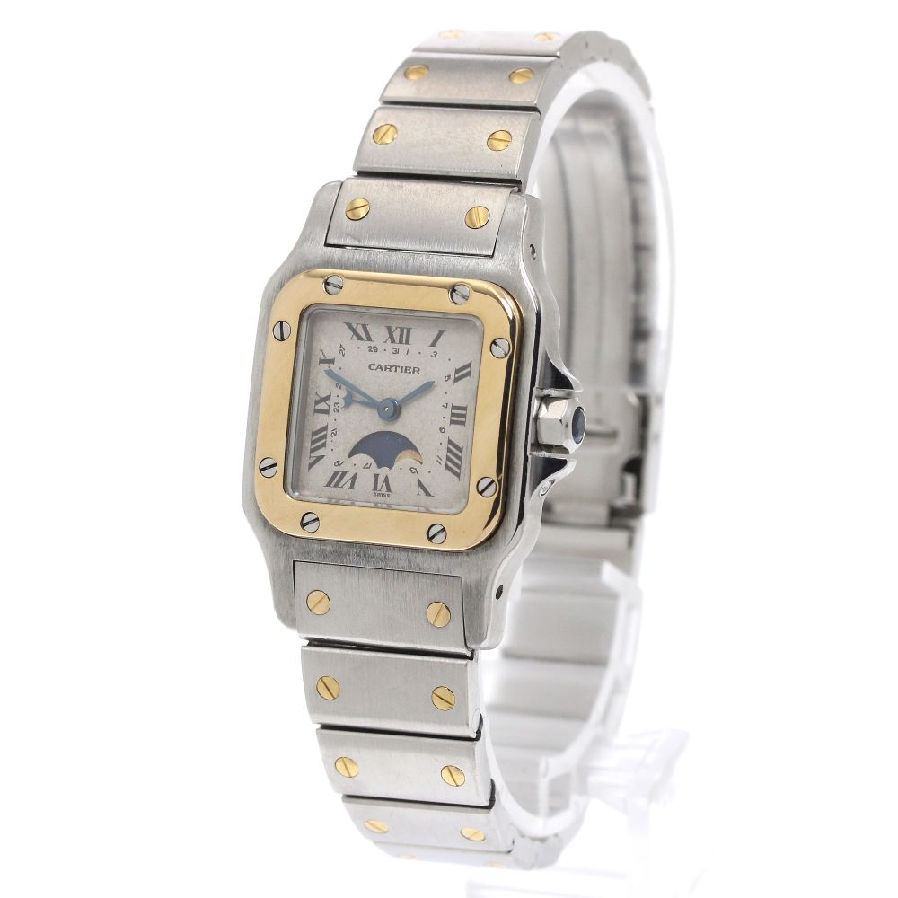 CARTIER Santos Galbee SM W20008C4 YG2 tone moon phase Quartz Ladies Watch_870371