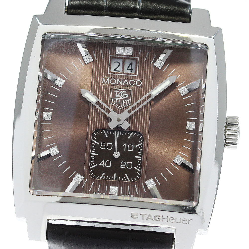 TAG HEUER Monaco WAW1315 13P diamond Brown Dial Quartz Men's Watch_870396