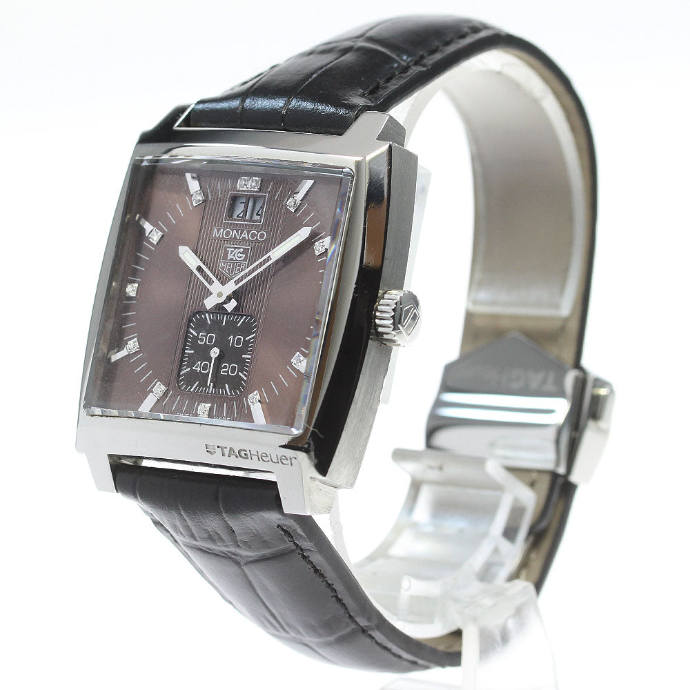 TAG HEUER Monaco WAW1315 13P diamond Brown Dial Quartz Men's Watch_870396