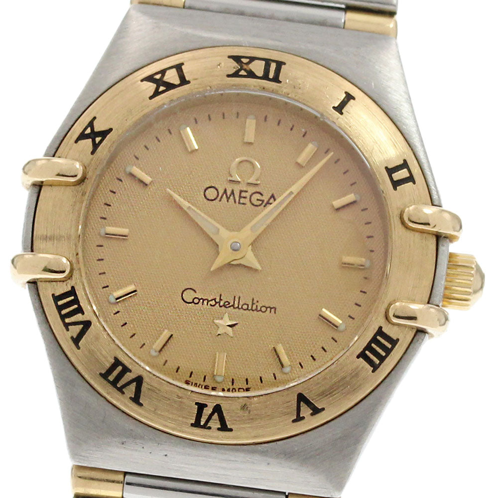 OMEGA Constellation YG bezel gold Dial Quartz Ladies Watch_870411