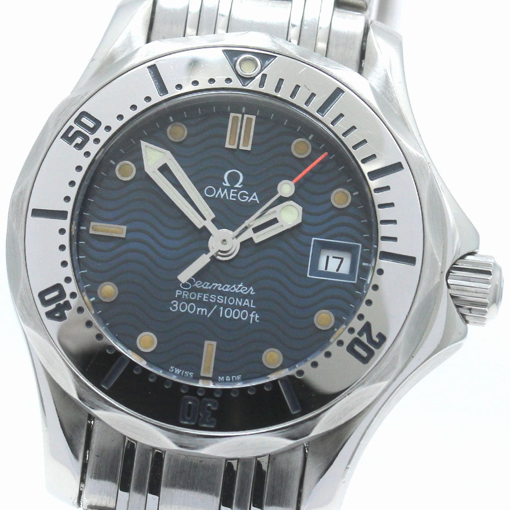 OMEGA Seamaster300 2582.80 Date Navy Dial Quartz Ladies Watch_870478