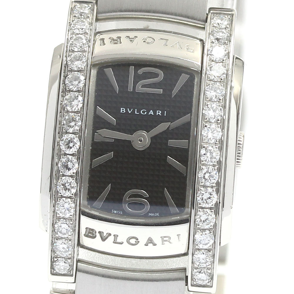 BVLGARI Assioma AA26S side diamond bezel black Dial Quartz Ladies Watch_870532