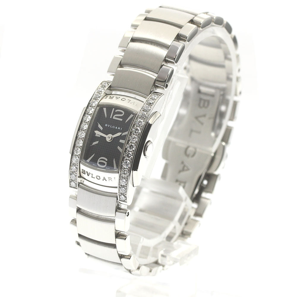 BVLGARI Assioma AA26S side diamond bezel black Dial Quartz Ladies Watch_870532