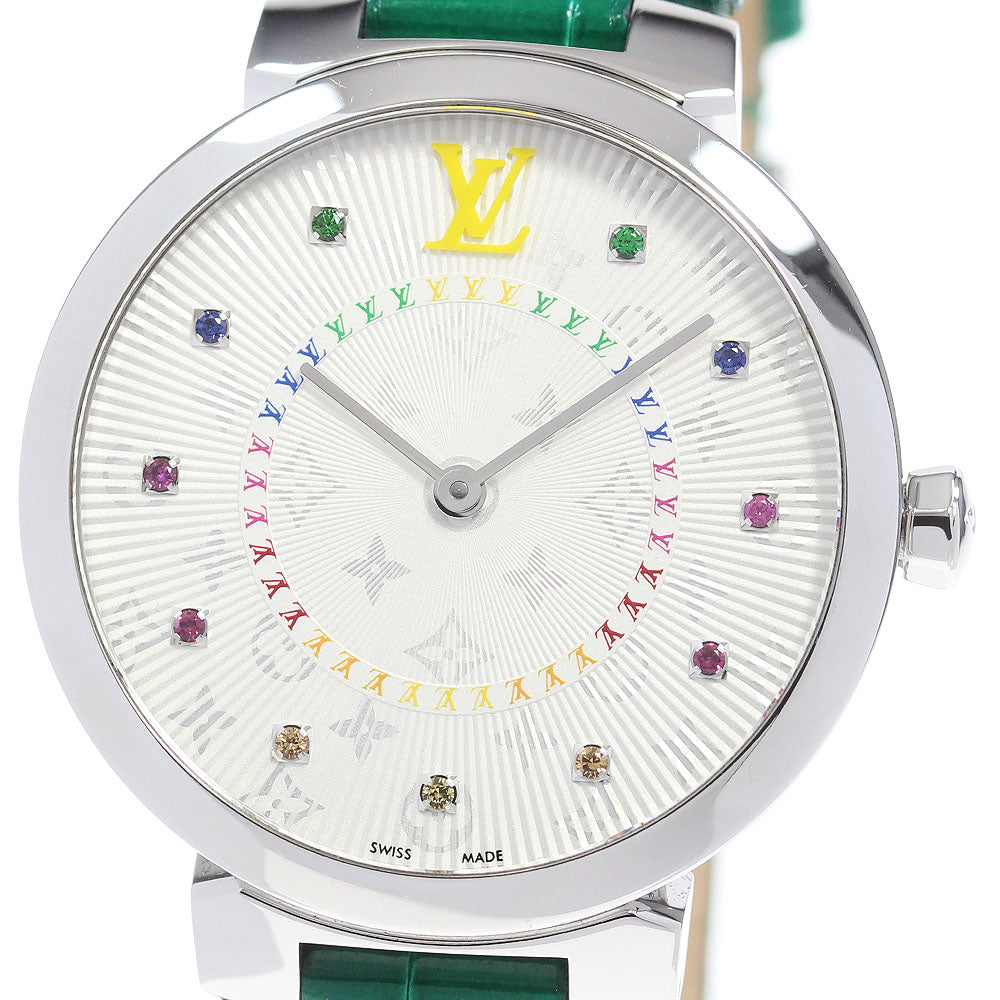LOUIS VUITTON Tambour Slim MM Rainbow QA159 Silver Dial Quartz Ladies Watch_870608