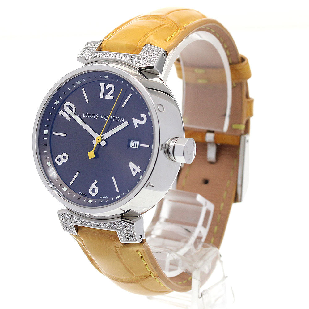 LOUIS VUITTON Tambour Q111G Date Rag Diamond Brown Dial Quartz Men's Watch_870614