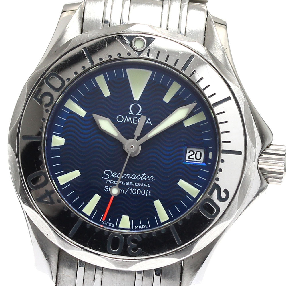 OMEGA Seamaster300m 2283.80 Date Navy Dial Quartz Ladies Watch_870617