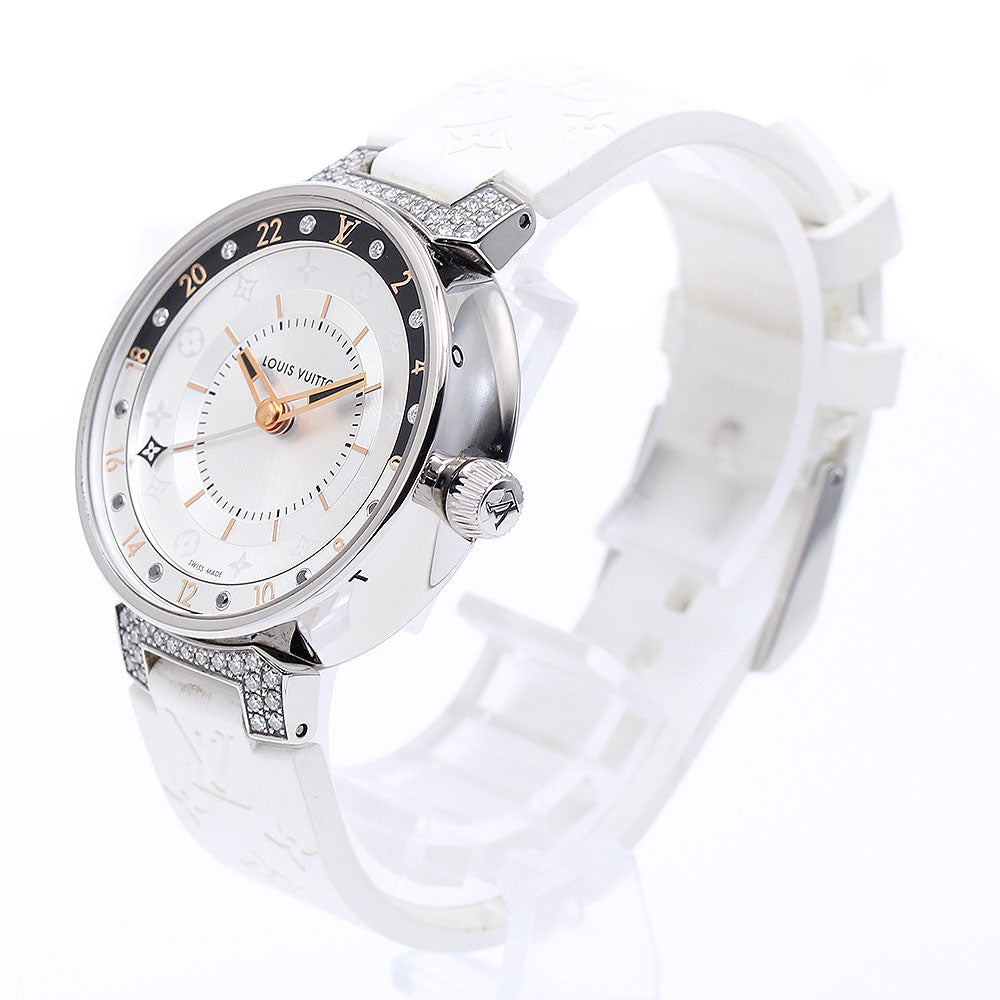 LOUIS VUITTON Tambour Moon Dual Time MM QA108 GMT 6P Qz Ladies Watch_870622
