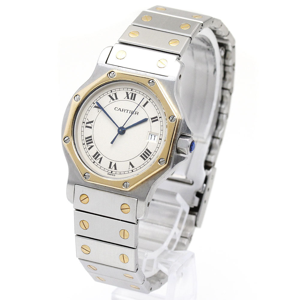 CARTIER Santos Octagon LM W2001583 YG2 tone date beige Dial Quartz Men's_870634