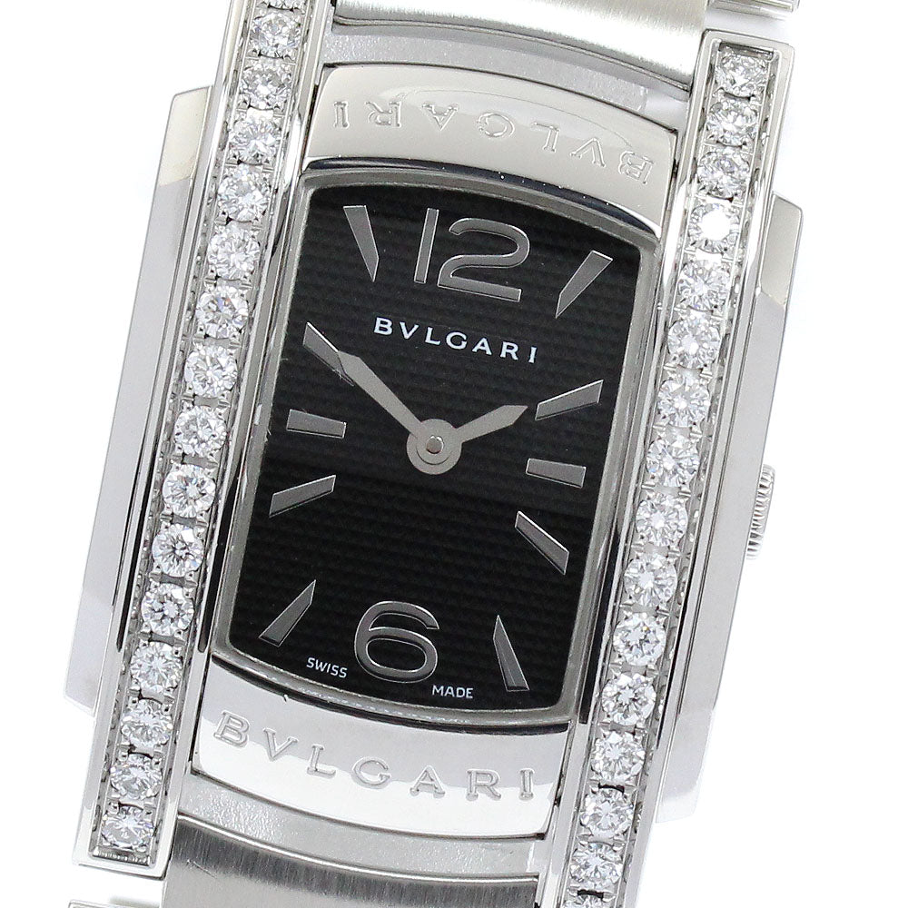 BVLGARI Assioma AA35S side diamond bezel black Dial Quartz Ladies Watch_870663