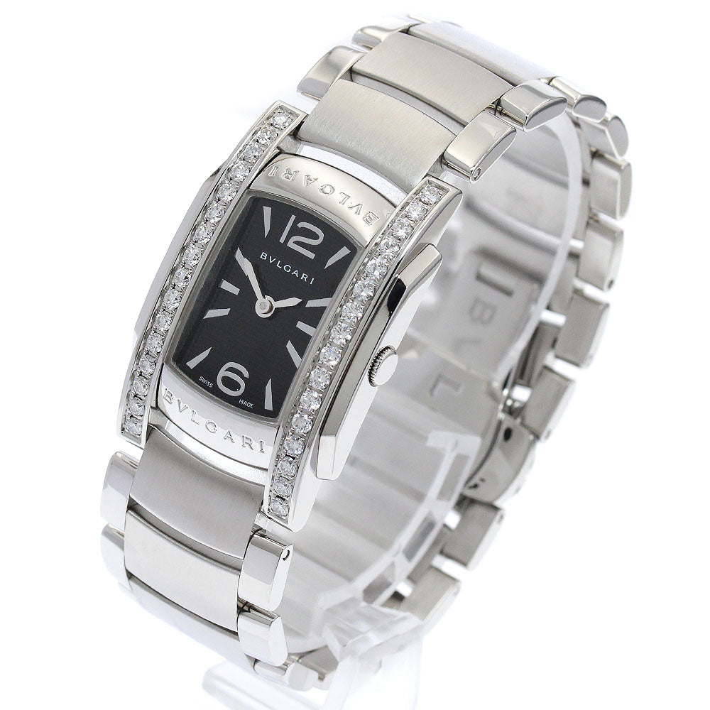 BVLGARI Assioma AA35S side diamond bezel black Dial Quartz Ladies Watch_870663