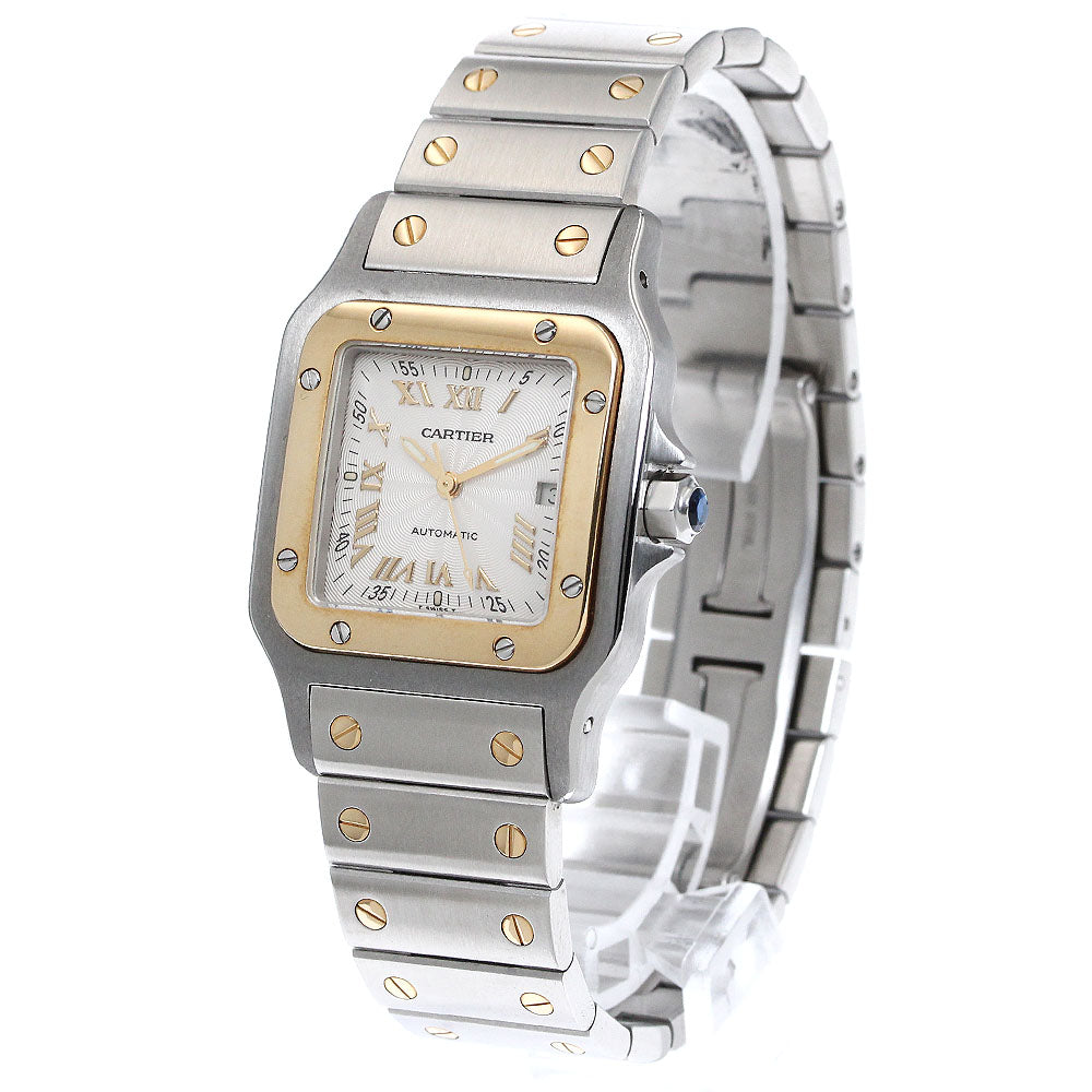 CARTIER Santos Galbe LM W20041C4 Date Silver Dial Automatic Men's Watch_870691