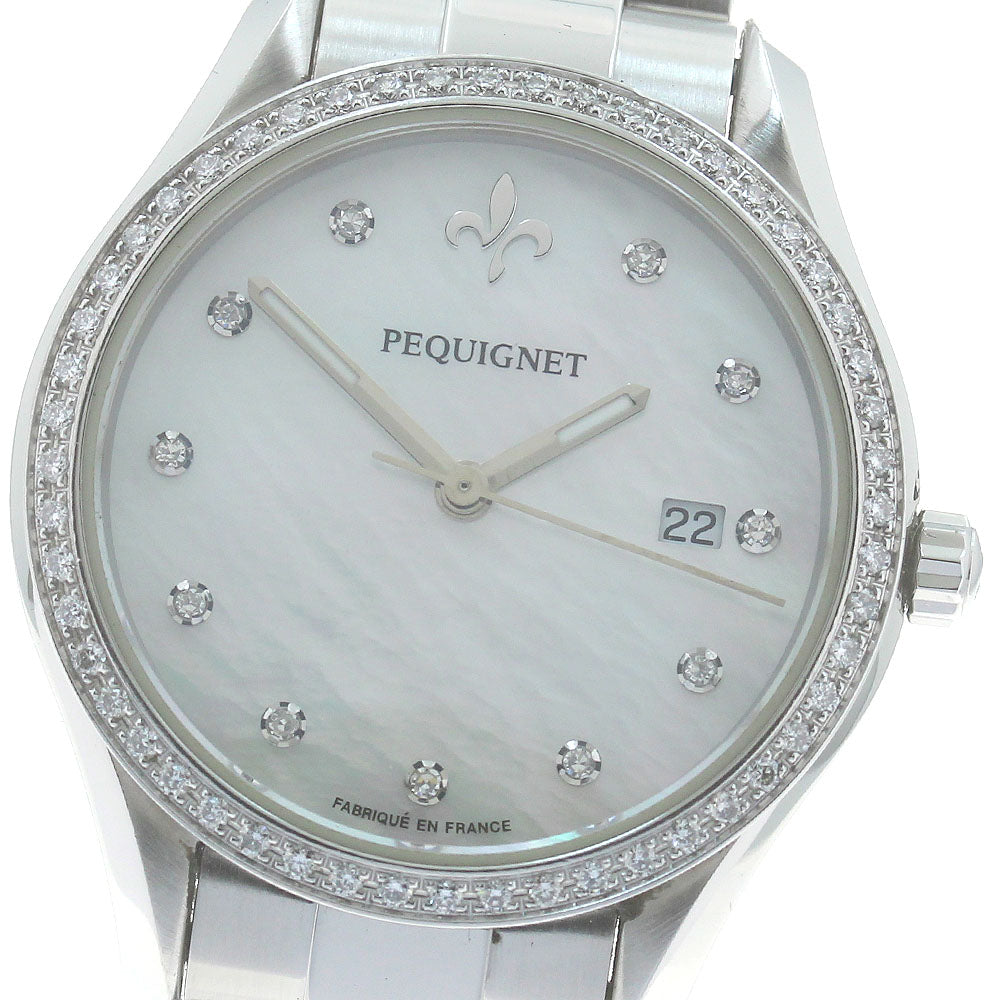 Pequignet Elegance 8000509CD 11P diamond White shell Dial Quartz Ladies Watch_870766