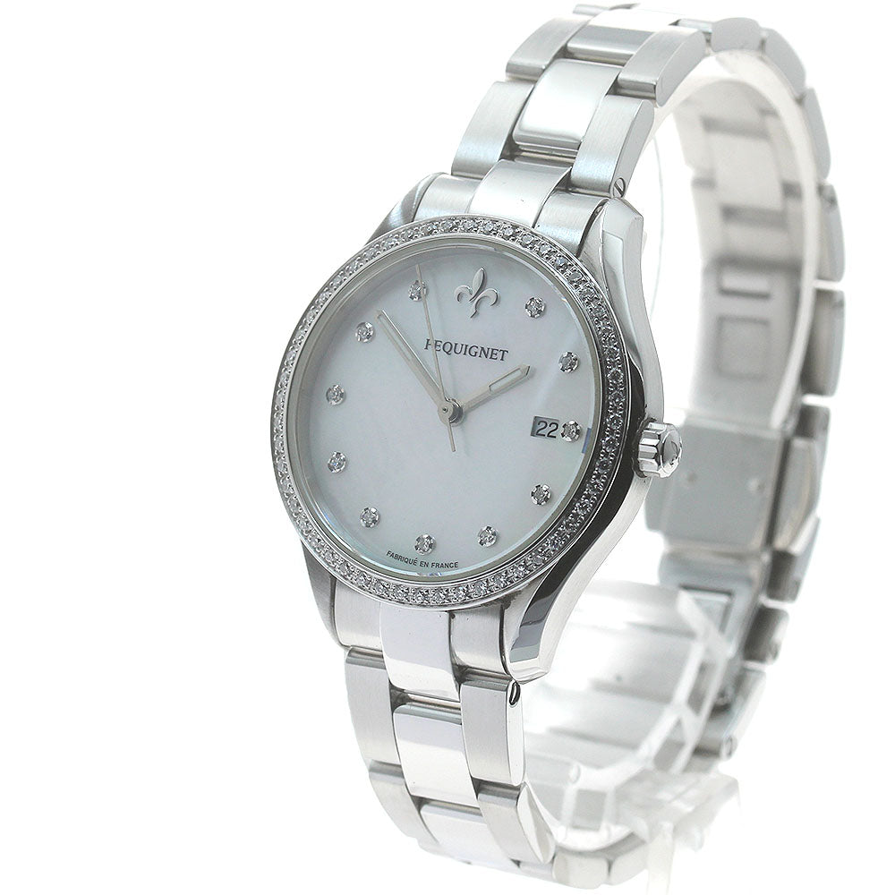 Pequignet Elegance 8000509CD 11P diamond White shell Dial Quartz Ladies Watch_870766