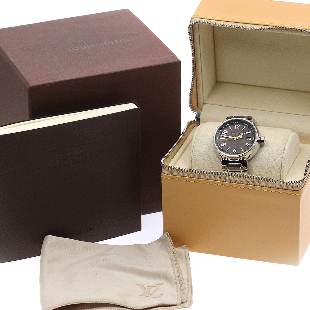 LOUIS VUITTON Tambour Q1311 Date Brown Dial Quartz Ladies Watch_870791