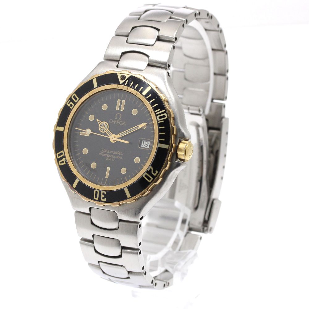 OMEGA Seamaster200 YG bezel date black Dial Quartz Men's Watch_870816