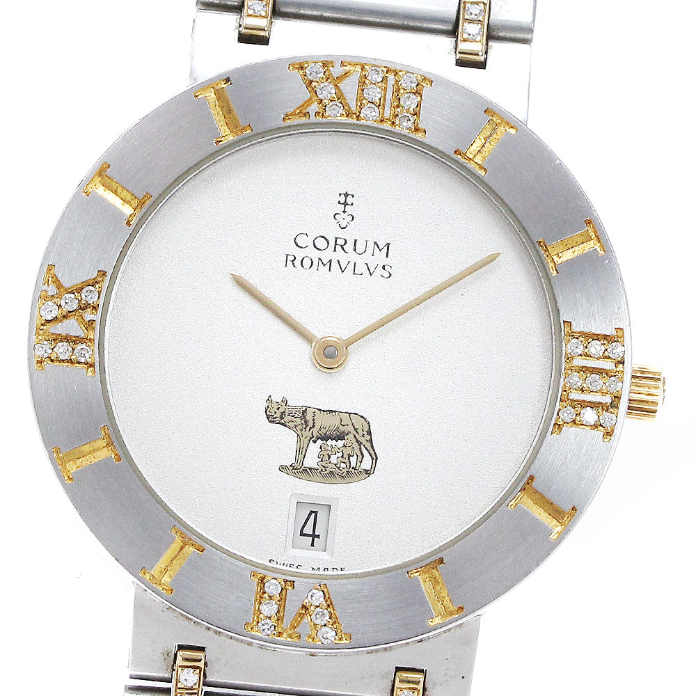 CORUM Romulus 43.905.28V-139 Bezel Diamond Silver Dial Quartz Men's Watch_870819
