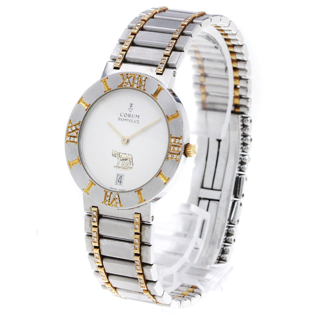 CORUM Romulus 43.905.28V-139 Bezel Diamond Silver Dial Quartz Men's Watch_870819