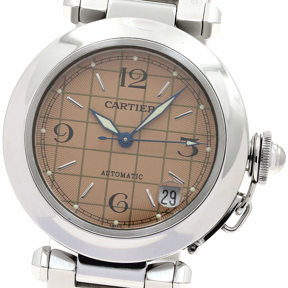 CARTIER Pasha C W31024M7 Date Orange Dial Automatic Boy's Watch_870837
