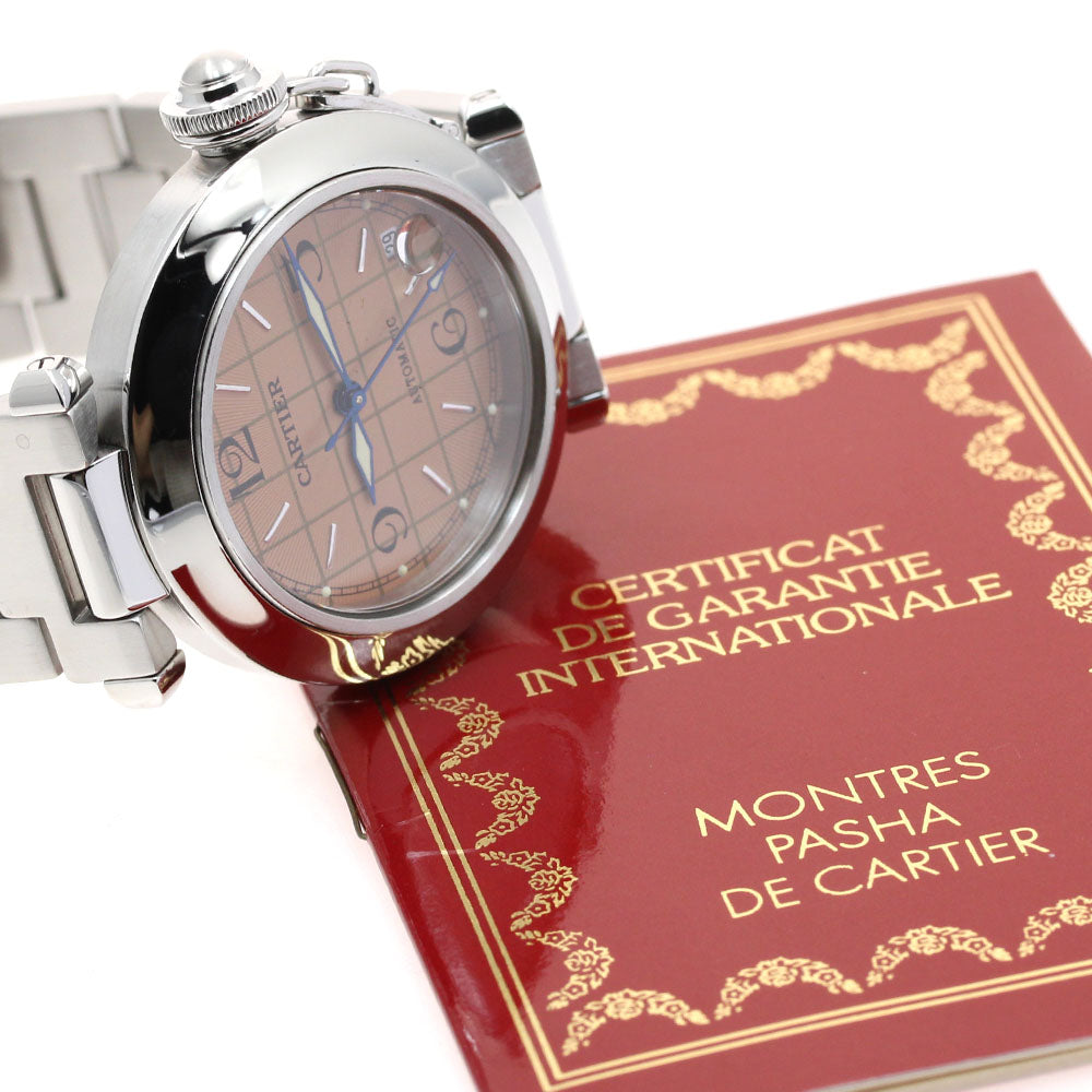 CARTIER Pasha C W31024M7 Date Orange Dial Automatic Boy's Watch_870837