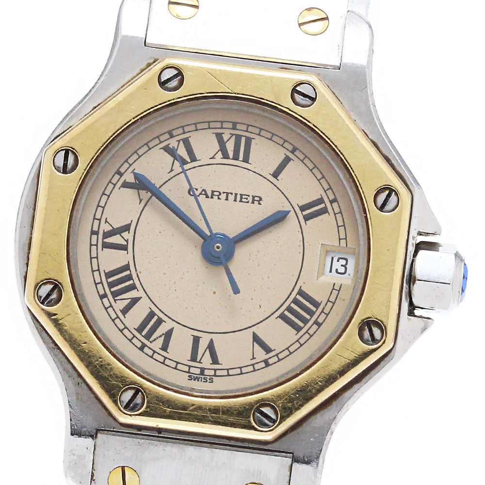 CARTIER Santos Octagon SM W2001683 beige Dial Quartz Ladies Watch_870860