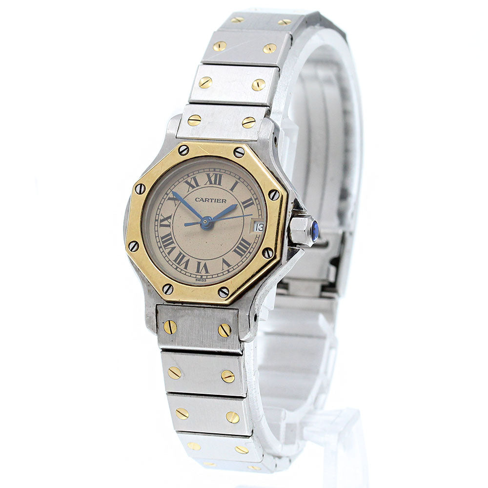CARTIER Santos Octagon SM W2001683 beige Dial Quartz Ladies Watch_870860