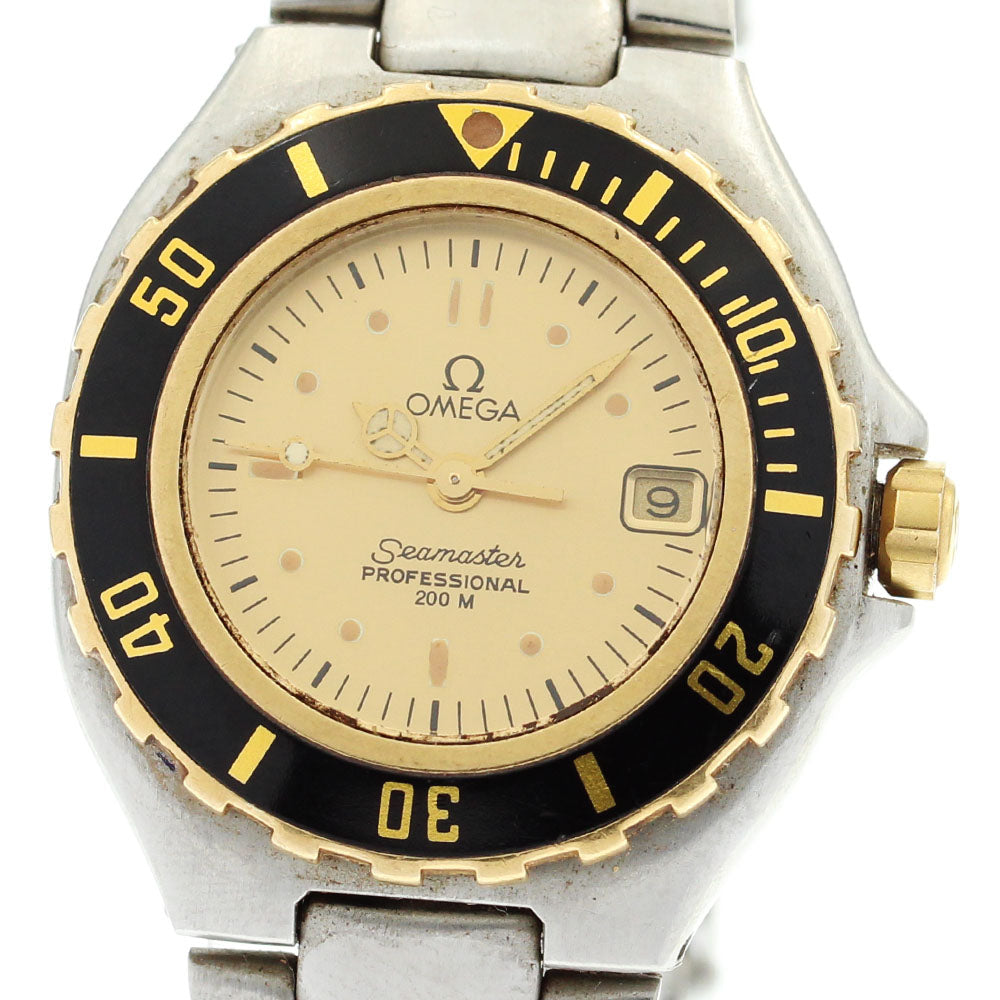 OMEGA Seamaster200 Date gold Dial Quartz Ladies Watch_871176