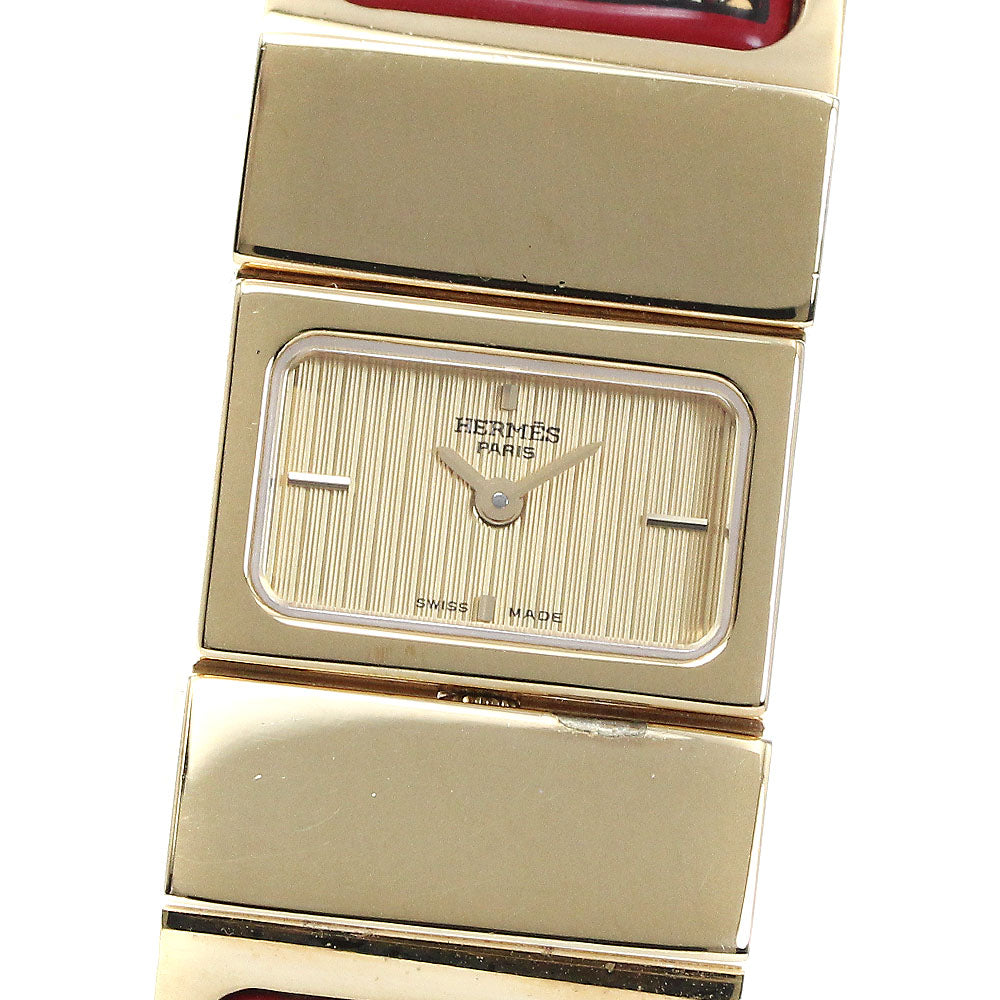 HERMES Loquet LO1.201 cloisonne gold Dial Quartz Ladies Watch_871194