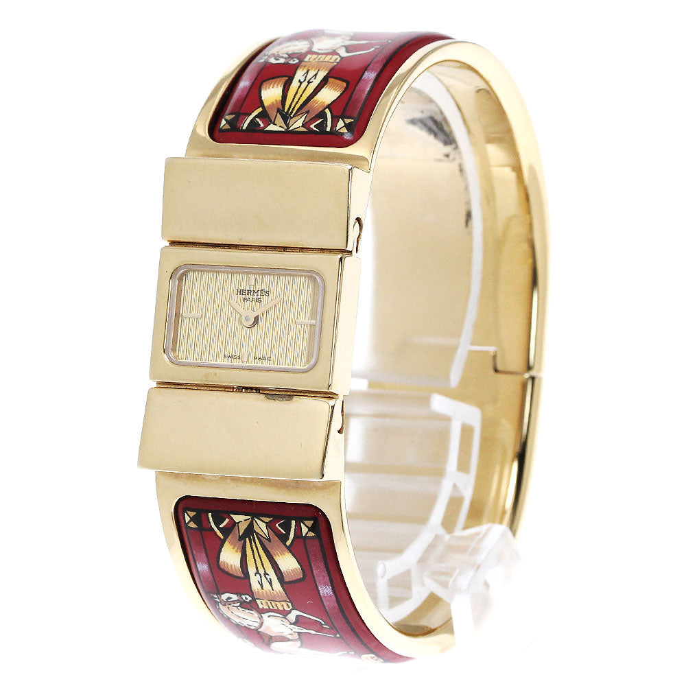 HERMES Loquet LO1.201 cloisonne gold Dial Quartz Ladies Watch_871194