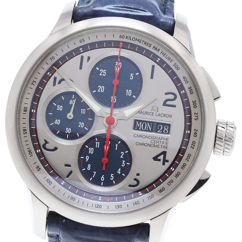 MAURICE LACROIX Masterpiece Master Chronograph MP6018-SS001-12E Limited to 120 pieces Day Date Silver / Blue Dial Automatic Men's Watch_871243