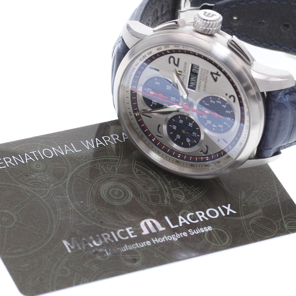 MAURICE LACROIX Masterpiece Master Chronograph MP6018-SS001-12E Limited to 120 pieces Day Date Silver / Blue Dial Automatic Men's Watch_871243
