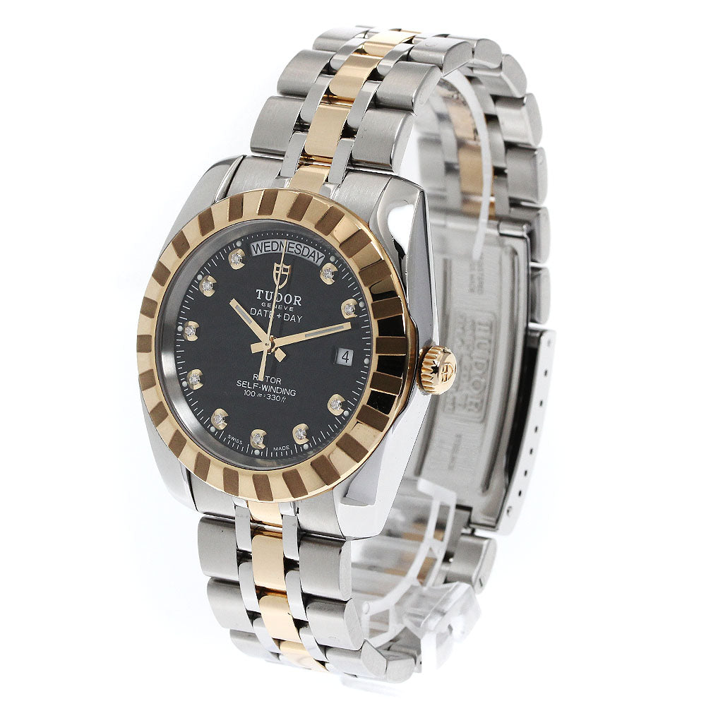 TUDOR Classic Date Day 23013 10P diamond black Dial Automatic Men's Watch_871431