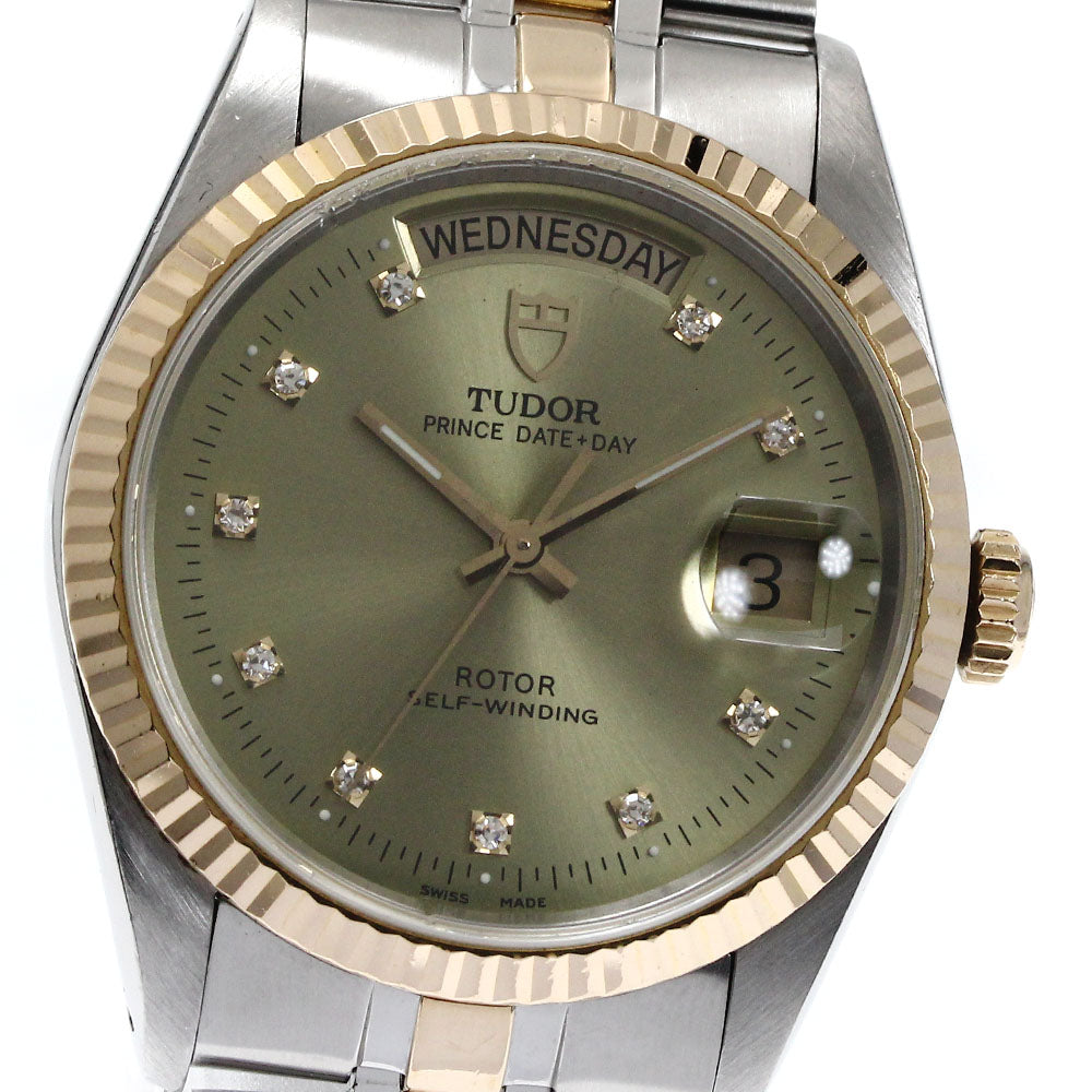 TUDOR Prince Date Day 76213 YG bezel 10P diamond Automatic Men's_871437