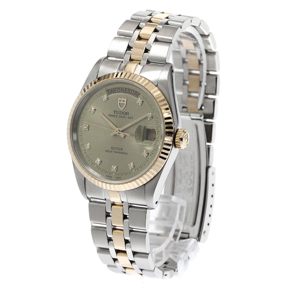 TUDOR Prince Date Day 76213 YG bezel 10P diamond Automatic Men's_871437