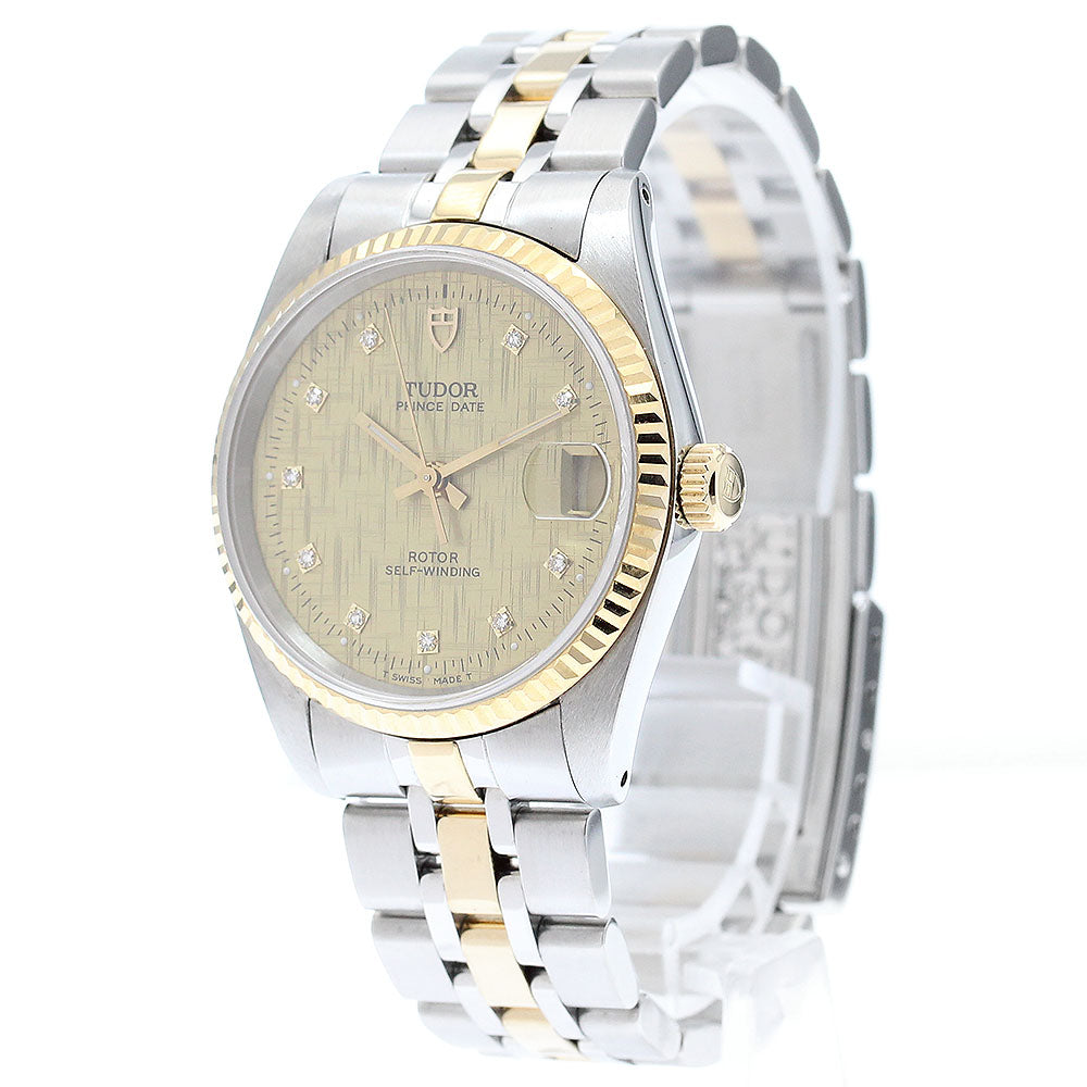 TUDOR Prince Date 72033 Cal.2824-2 YG bezel 10P diamond AT Boy's Watch_871438