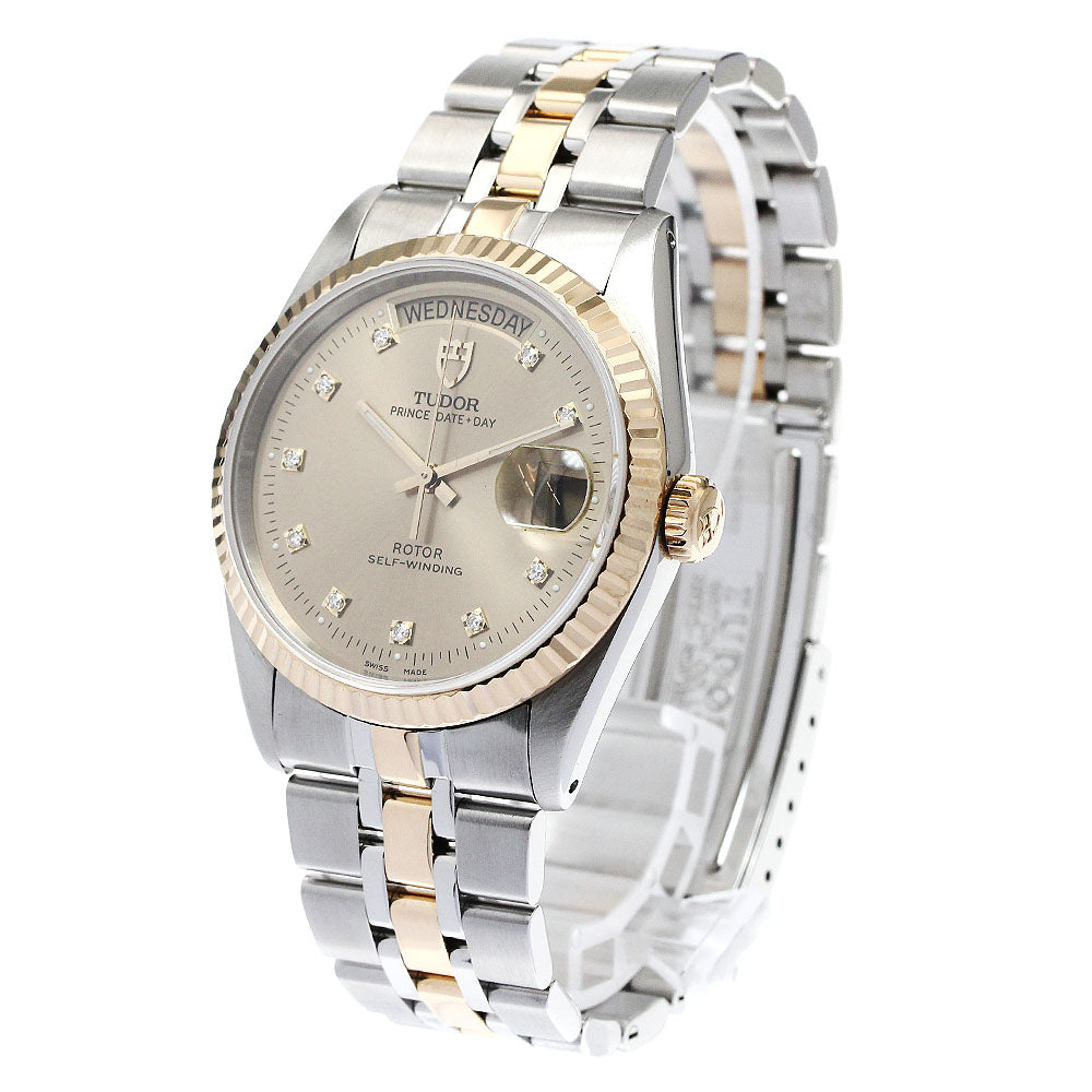TUDOR Prince Date Day 76213 YG bezel 10P diamond Automatic Men's Watch_871458