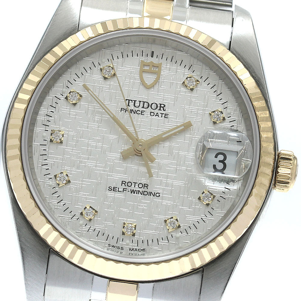 TUDOR Prince Date 74033 10P diamond Silver Dial Automatic Men's Watch_871465