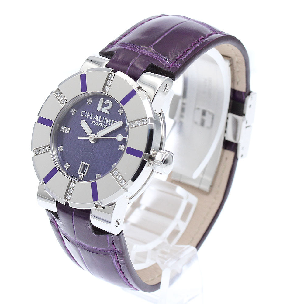 Chaumet Class one W1722V-33V date diamond bezel purple Dial Quartz Boy's Watch_871502