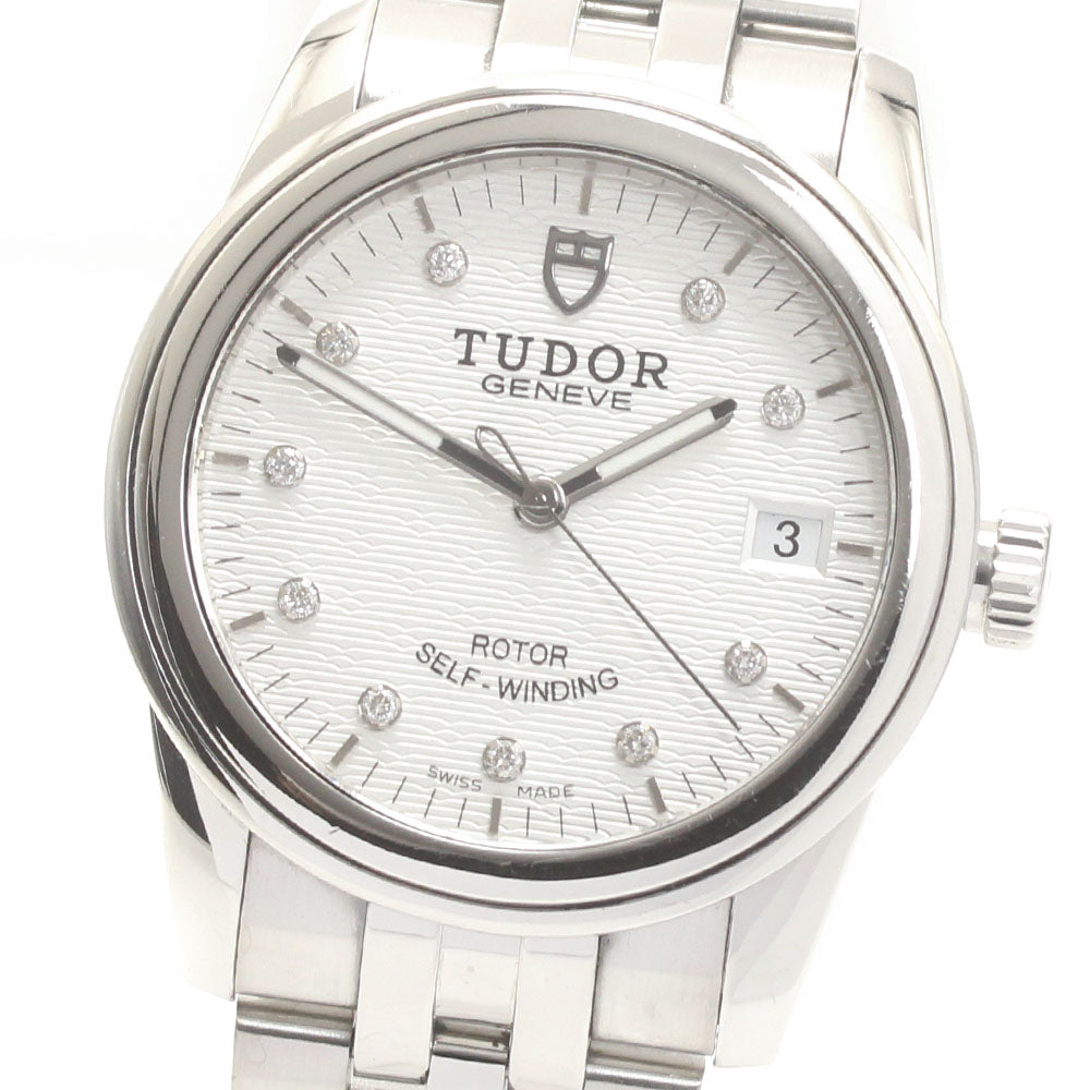 TUDOR Glamour 55000 Date 10P diamond Silver Dial Automatic Men's Watch_871522