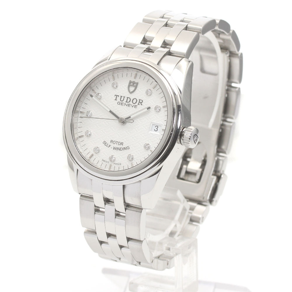 TUDOR Glamour 55000 Date 10P diamond Silver Dial Automatic Men's Watch_871522