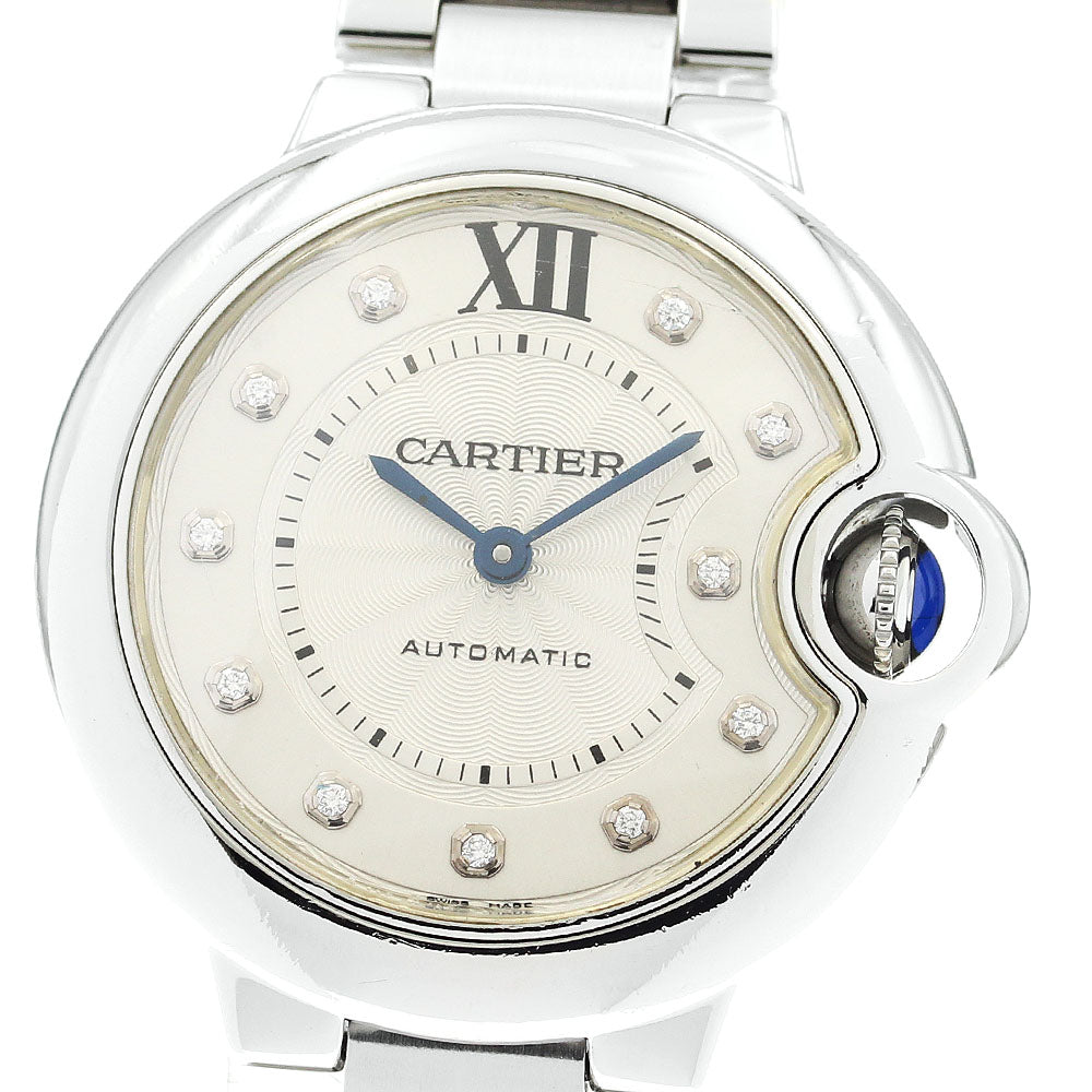 CARTIER Baron Blue 33MM WE902074 11P diamond Automatic Ladies Watch_871571