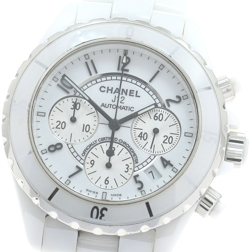 CHANEL J12 H1007 Date Chronograph White / Silver Dial Automatic Men's _871583
