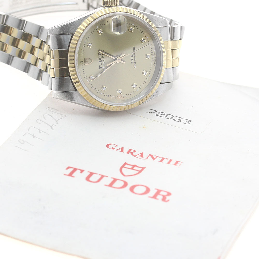 TUDOR Prince Date 72033 10P diamond cal.2824-2 gold Dial Automatic Boy's_871638