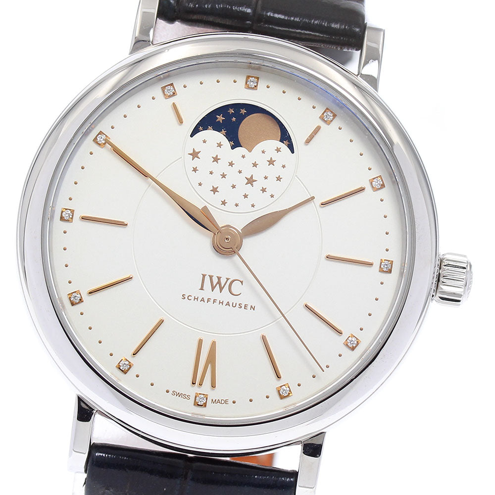 IWC SCHAFFHAUSEN Portofino IW459011 Moon Phase 12P Diamond Silver Dial Automatic Men's Watch_871661