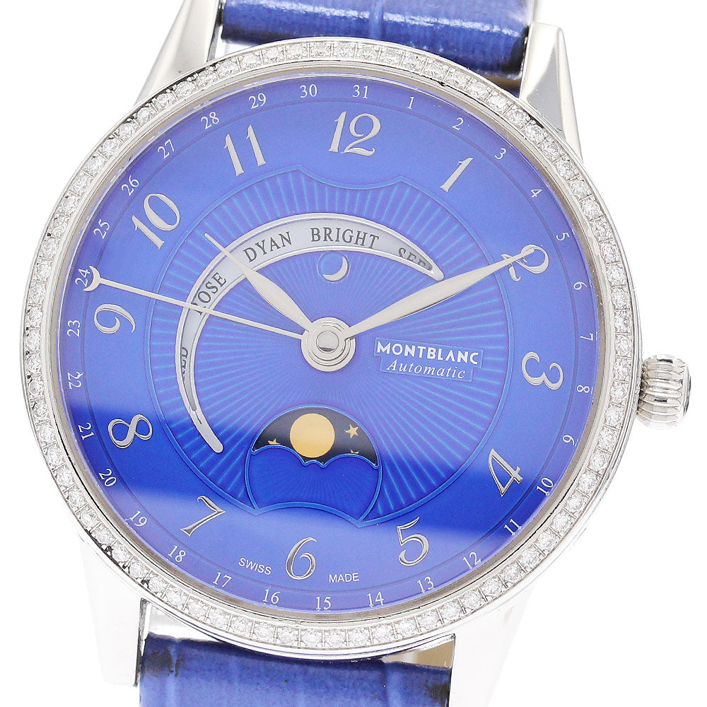 MONTBLANC boheme moon garden 113826 Diamond Bezel blue Dial Automatic Boy's Watch_871663