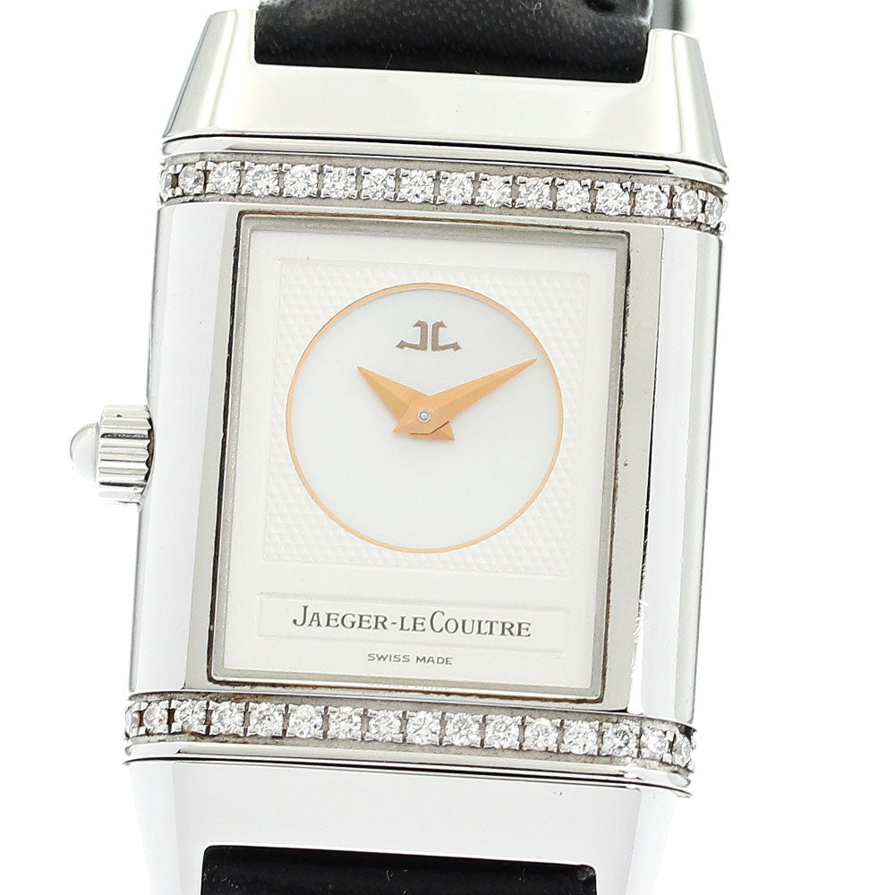 JAEGER-LECOULTRE Reverso Duet 266.8.44/Q2668450 Diamond Bezel Silver / Gray Dial Hand Winding Ladies Watch_871762