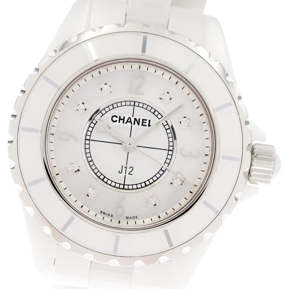 CHANEL J12 33mm H2422 White ceramic 8P diamond Quartz Ladies Watch_871774