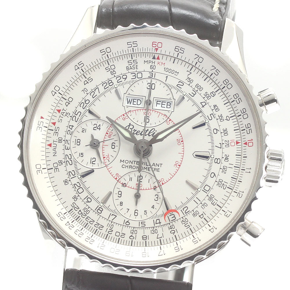 BREITLING Montbrillanda Datra A21330 Triple calendar chronograph Silver Dial Automatic Men's Watch_871805