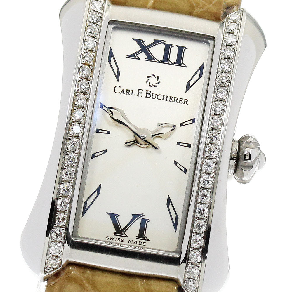 CARL F.BUCHERER Alaclea 10703.08 Diamond Bezel Silver Dial Quartz Ladies Watch_871815