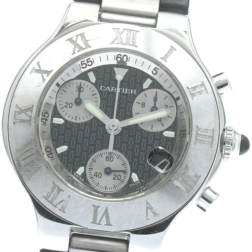 CARTIER CHRONOSCAPH W10125U2 Date Black / Silver Dial Quartz Men's Watch_871950