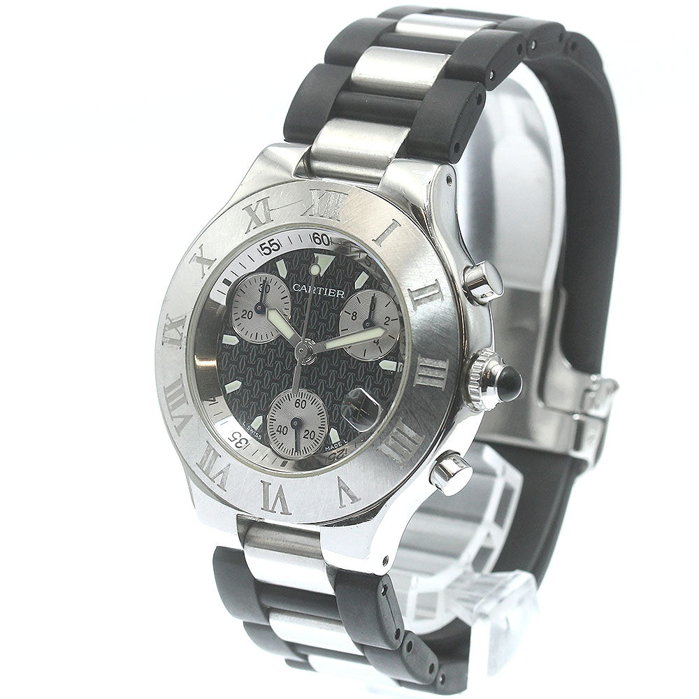 CARTIER CHRONOSCAPH W10125U2 Date Black / Silver Dial Quartz Men's Watch_871950